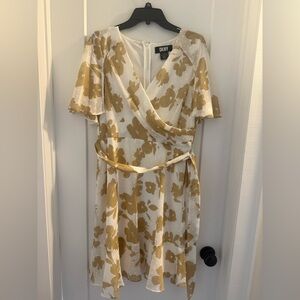 DKNY Women's Gold Floral Midi Dress
